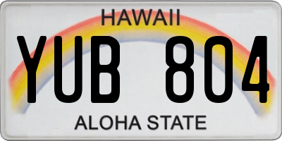 HI license plate YUB804