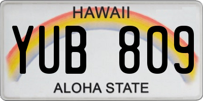 HI license plate YUB809