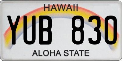 HI license plate YUB830