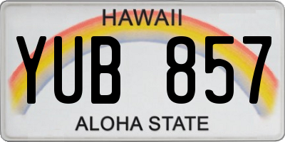 HI license plate YUB857