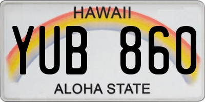 HI license plate YUB860