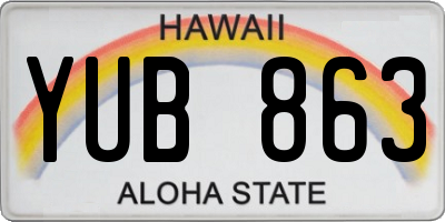 HI license plate YUB863