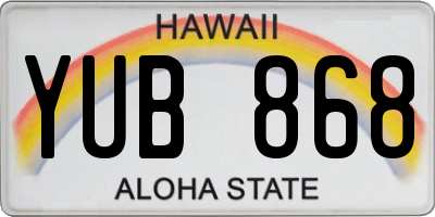HI license plate YUB868