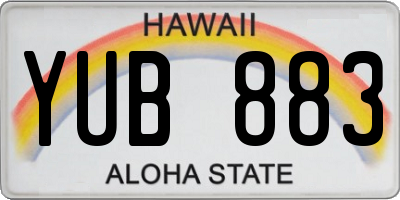 HI license plate YUB883