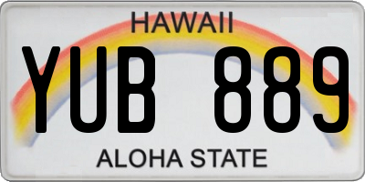 HI license plate YUB889