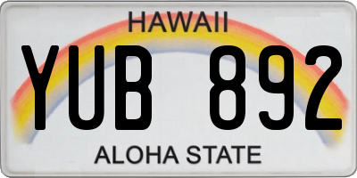 HI license plate YUB892