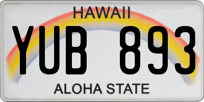 HI license plate YUB893