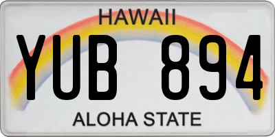 HI license plate YUB894