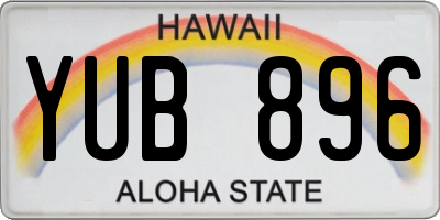 HI license plate YUB896