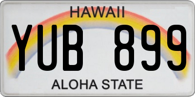 HI license plate YUB899