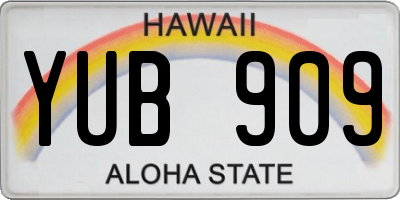 HI license plate YUB909