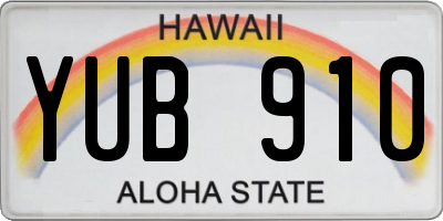 HI license plate YUB910