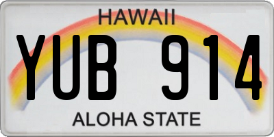 HI license plate YUB914