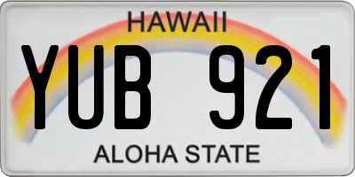 HI license plate YUB921