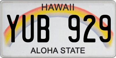 HI license plate YUB929