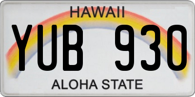 HI license plate YUB930
