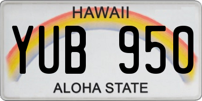 HI license plate YUB950