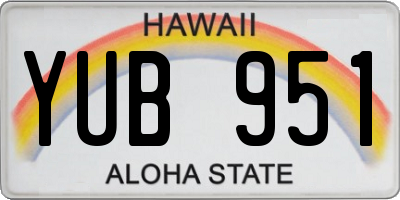 HI license plate YUB951