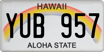 HI license plate YUB957