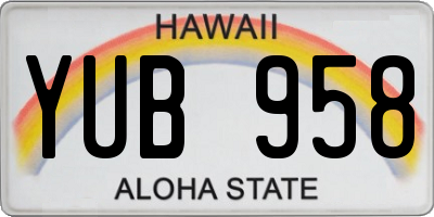 HI license plate YUB958