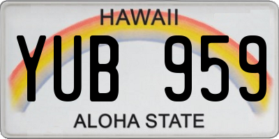 HI license plate YUB959