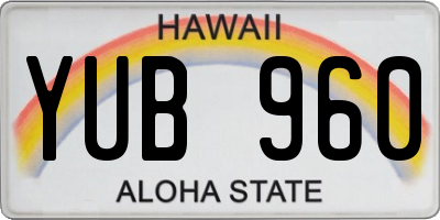 HI license plate YUB960