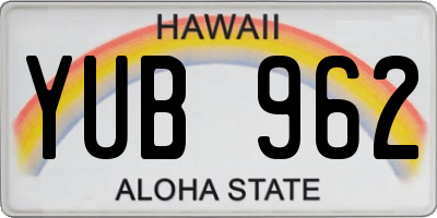 HI license plate YUB962
