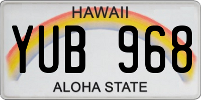 HI license plate YUB968