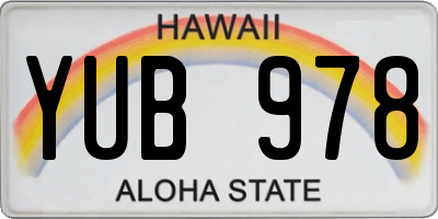 HI license plate YUB978