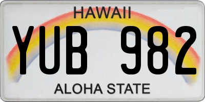HI license plate YUB982