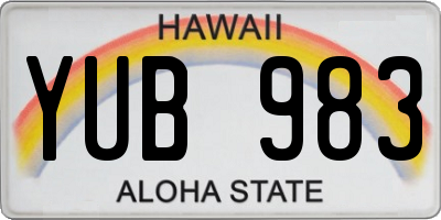 HI license plate YUB983