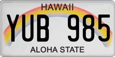 HI license plate YUB985