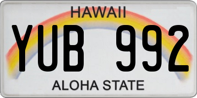 HI license plate YUB992