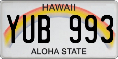 HI license plate YUB993