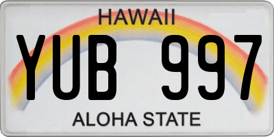 HI license plate YUB997