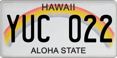HI license plate YUC022