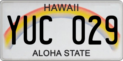 HI license plate YUC029