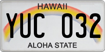HI license plate YUC032