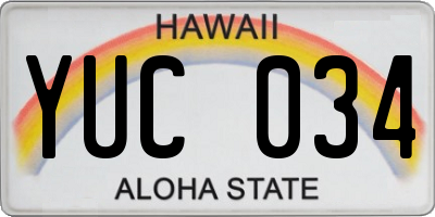 HI license plate YUC034