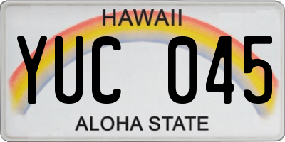 HI license plate YUC045