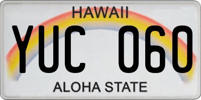 HI license plate YUC060
