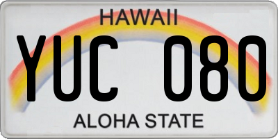 HI license plate YUC080