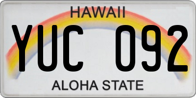 HI license plate YUC092