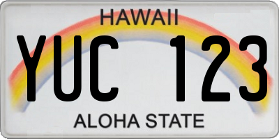 HI license plate YUC123