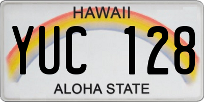 HI license plate YUC128