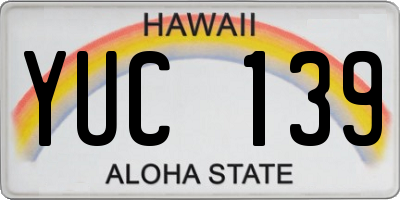 HI license plate YUC139