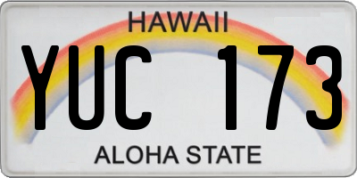 HI license plate YUC173