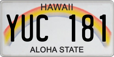 HI license plate YUC181