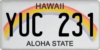 HI license plate YUC231
