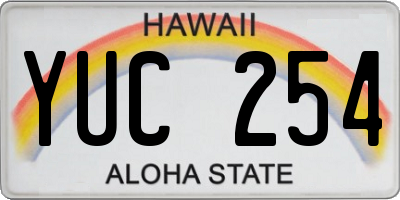 HI license plate YUC254